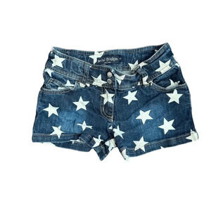 Mini Boden Star Jean Shorts Girls 9Y Blue White Denim Summer Casual